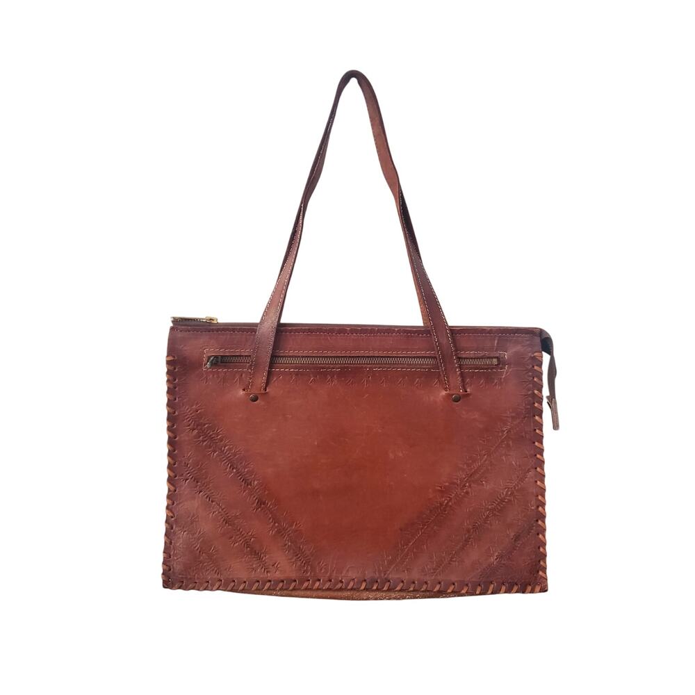 Vintage Boho Western Embossed Tooled Leather Hand Bag Purse - Picture 2 of 11